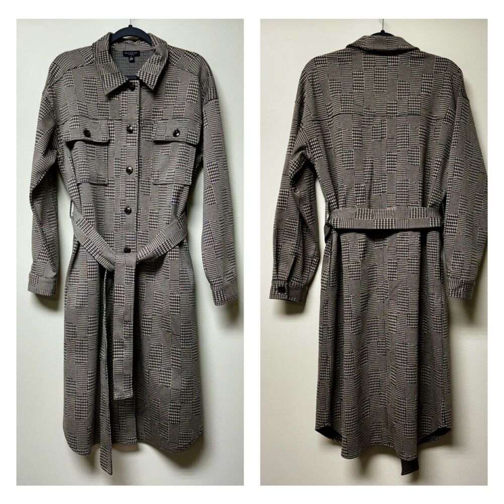 Current Air Houndstooth Long Shacket Coat, Sz L - image 2
